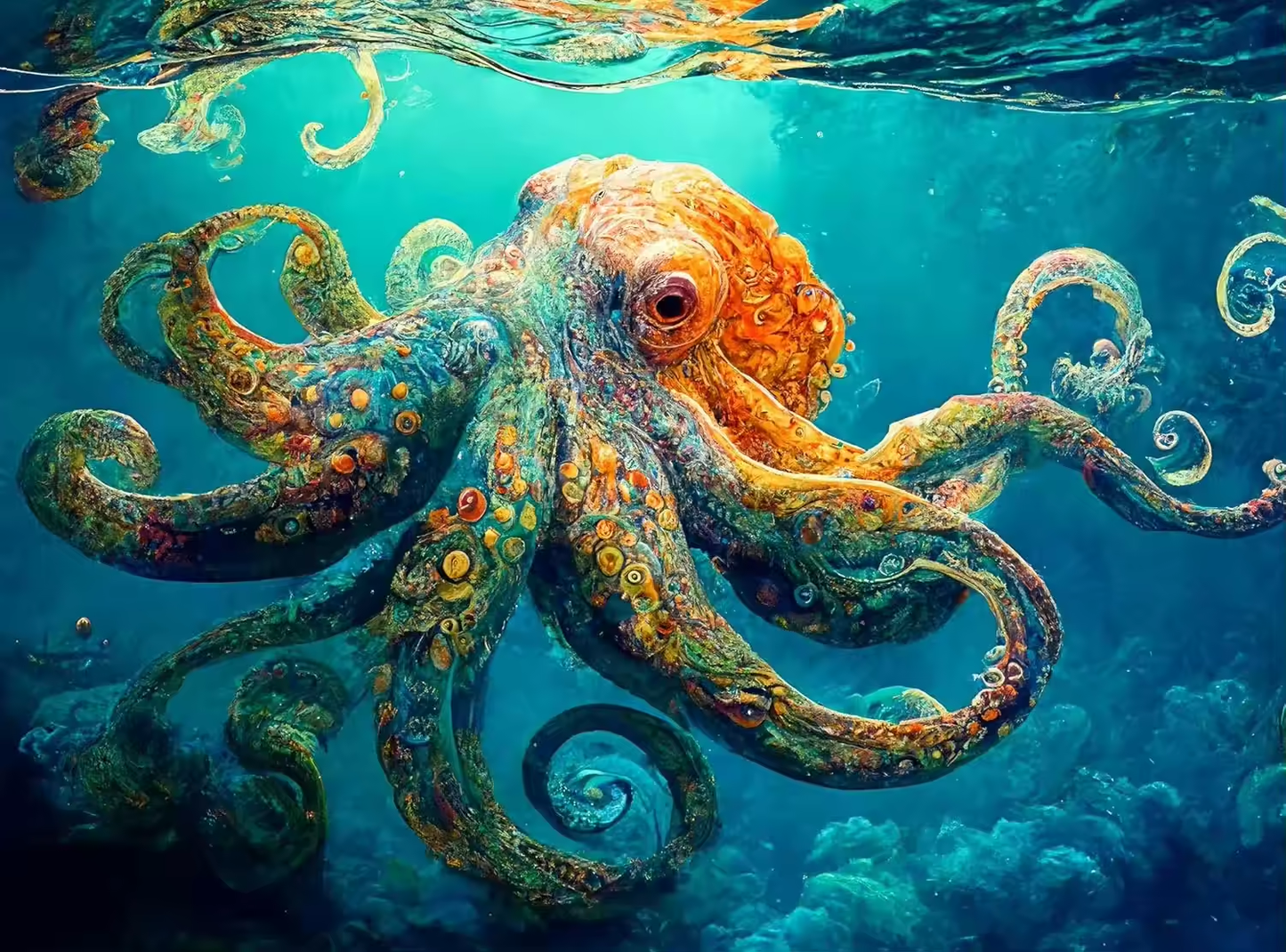 Blue Octopus - 1000 Pieces Jigsaw Puzzle