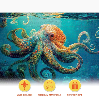 Blue Octopus - 1000 Pieces Jigsaw Puzzle