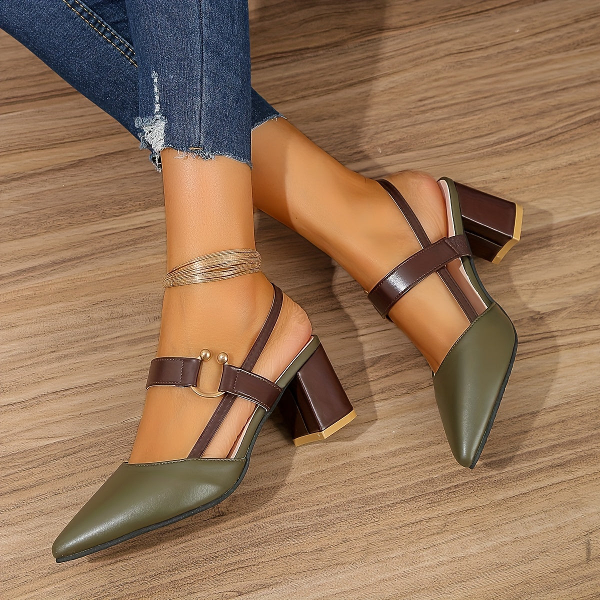 Corinne Block Heel Slingbacks