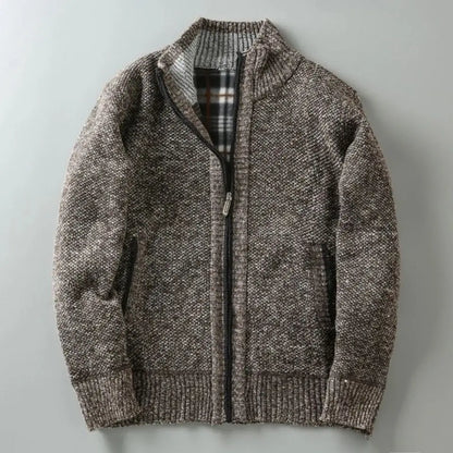 Harrington Ribbed Zip Cardigan