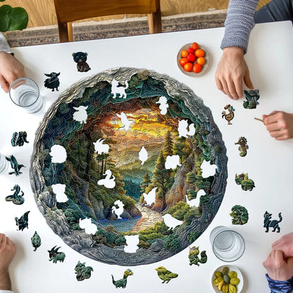 A3 Animal Shaped Forest Cave Wooden Puzzle