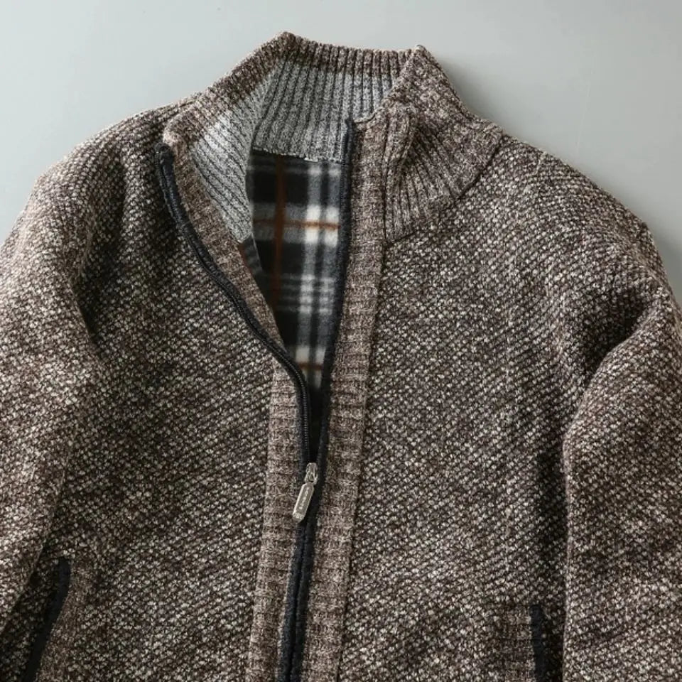 Harrington Ribbed Zip Cardigan
