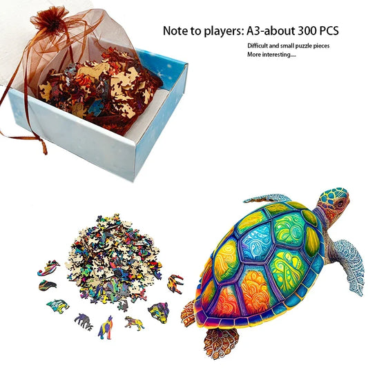 A3 Vibrant Sea Turtle Shaped 3D Wooden Puzzle